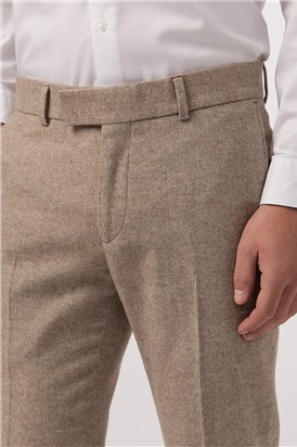  Slim Fit Taupe Tweed Trouser
