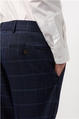  Slim Fit Blue Windowpane Check Trouser