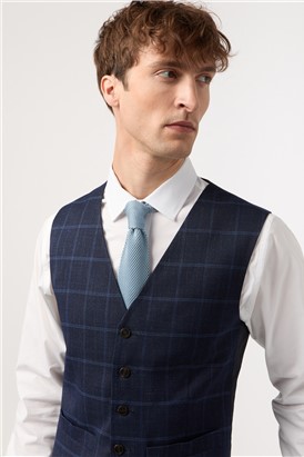  Slim Fit Blue Windowpane Check Suit
