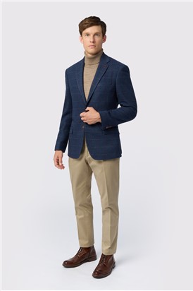  Tailored Fit Ezra Blue Check Trousers