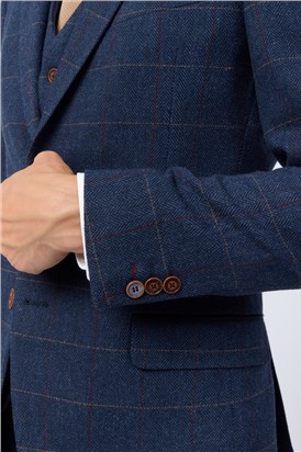  Tailored Fit Ezra Blue Check Trousers