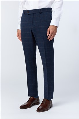  Tailored Fit Ezra Blue Check Trousers