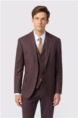  Slim Fit Mulberry Herringbone Tweed Trousers
