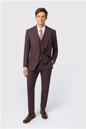  Slim Fit Mulberry Herringbone Tweed Trousers
