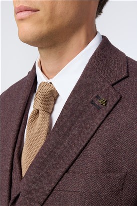  Slim Fit Mulberry Herringbone Tweed Trousers