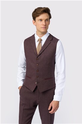  Slim Fit Mulberry Herringbone Tweed Trousers