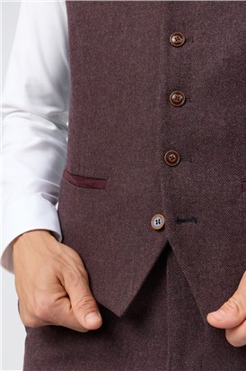  Slim Fit Mulberry Herringbone Tweed Trousers