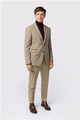  Slim Fit Camel Herringbone Tweed Suit