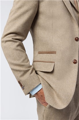  Slim Fit Camel Herringbone Tweed Suit