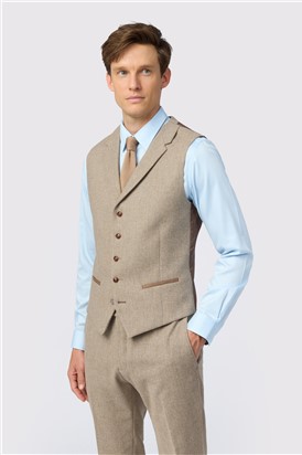  Slim Fit Camel Herringbone Tweed Suit
