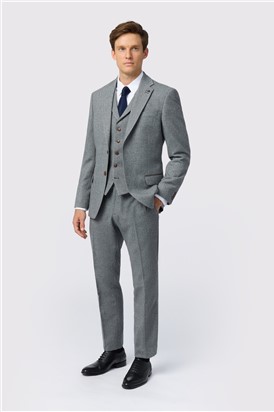  Slim Fit Grey Herringbone Tweed Suit