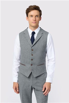  Slim Fit Grey Herringbone Tweed Suit