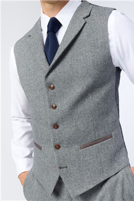  Slim Fit Grey Herringbone Tweed Suit