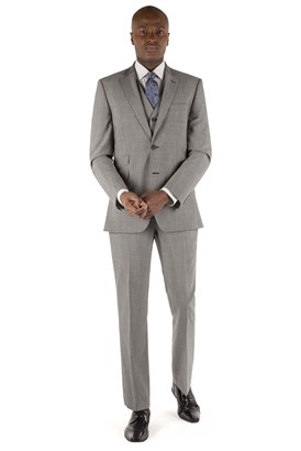  Silver Grey Cross Panama Tailored Fit Suit Jacket