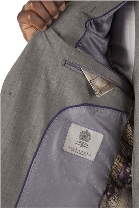  Silver Grey Cross Panama Tailored Fit Suit Jacket