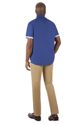  Cobalt Blue Cotton Short Sleeve Shirt