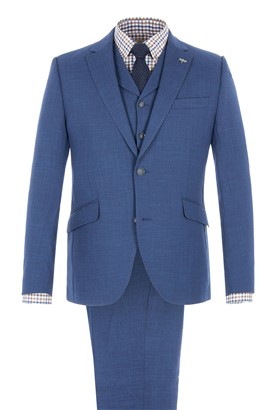  Cobalt Blue Wool Blend Waistcoat