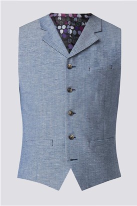  Pale Blue Waistcoat  With Linen Flec