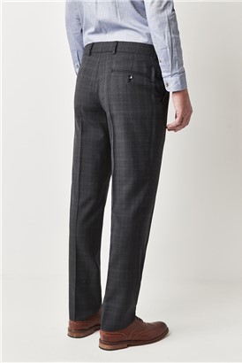  Tailored Fit Grey Check Suit Trousers