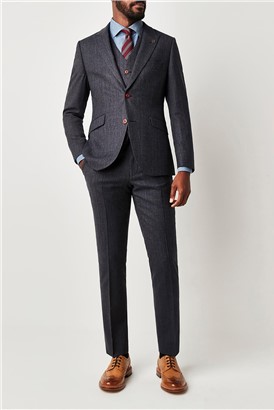  Charcoal Textured Slim Fit Suit Jacket