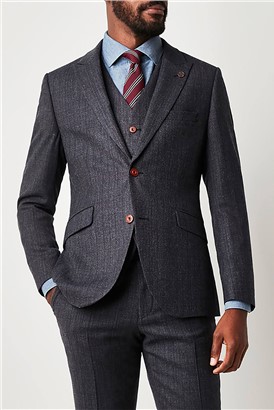  Charcoal Textured Slim Fit Suit Jacket