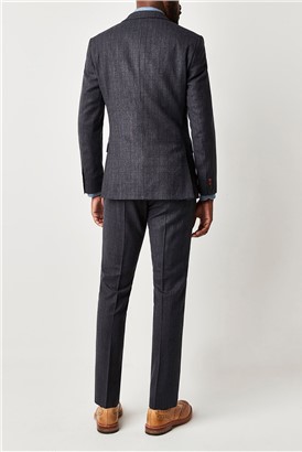  Charcoal Textured Slim Fit Suit Jacket