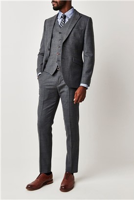  Blue Textured Slim Fit Suit Jacket