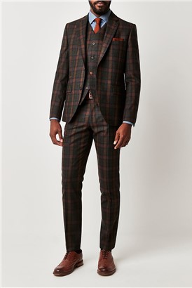  Green Tartan Check Slim Fit Suit Jacket