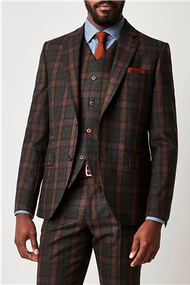  Green Tartan Check Slim Fit Suit Jacket