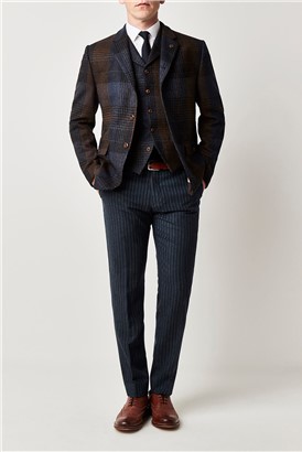  Blue and Brown Check Waistcoat