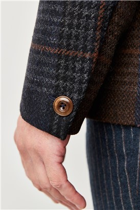  Blue and Brown Check Waistcoat