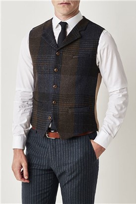  Blue and Brown Check Waistcoat