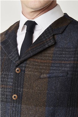  Blue and Brown Check Waistcoat