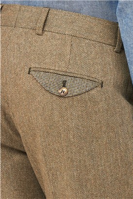  Slim Fit Pimlico Brown Herringbone Slim Fit Trousers