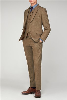  The Pimlico Men''s Brown Herringbone Suit Jacket