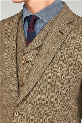  The Pimlico Men''s Brown Herringbone Suit Jacket