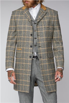  Gold, Black and Ecru Check Overcoat