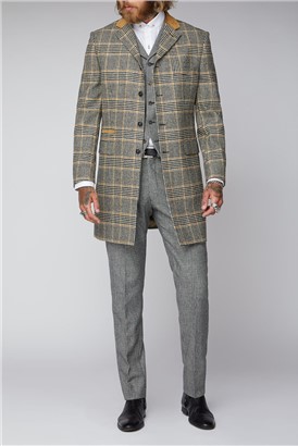  Gold, Black and Ecru Check Overcoat