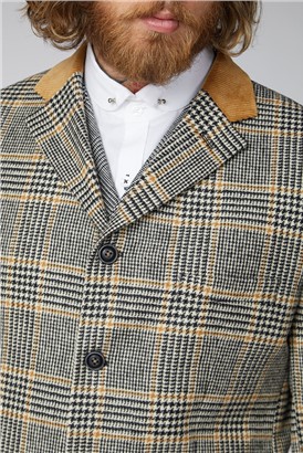  Gold, Black and Ecru Check Overcoat