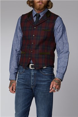 Blue tartan waistcoat best sale