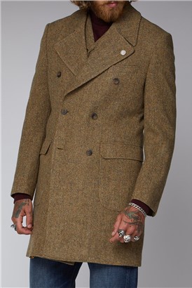  Gold & Taupe Herringbone Overcoat