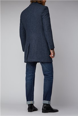  Navy Herringbone Overcoat