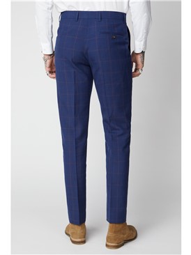  Navy & Burgundy Checked Trousers