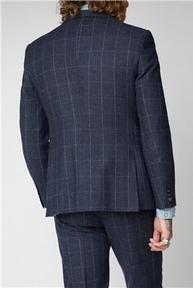  Navy and Grey Windowpane Check Waistcoat