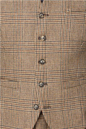  Slim Fit Fawn Glen Check Waistcoat