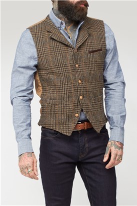 Brown Shetland Check Waistcoat