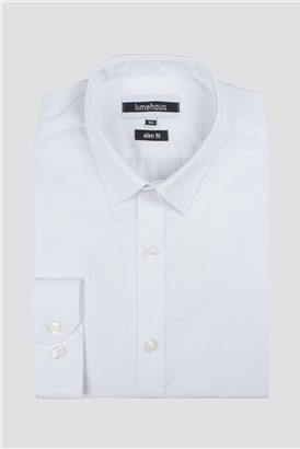  Plain White Slim Fit Shirt