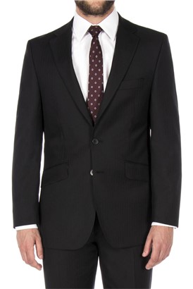  Black Herringbone Regular Fit Suit Jacket