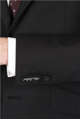  Black Herringbone Regular Fit Suit Jacket