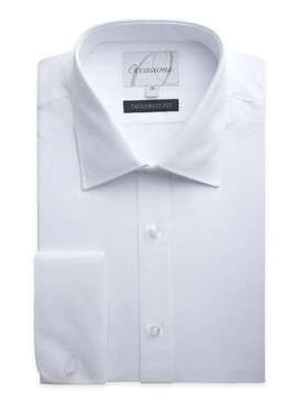  Plain White Tailored Fit Wedding Shirt